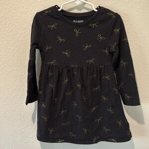 Old Navy Black and Gold Bow Long Sleeve Dress